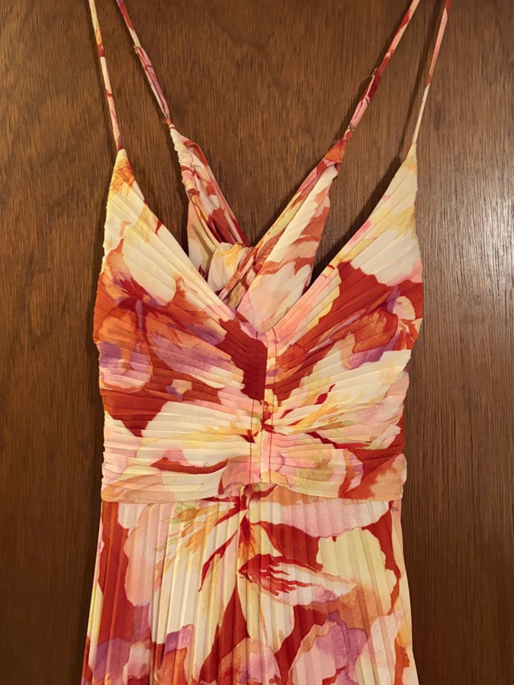 NWT ASTR THE LABEL Floral Pleated Maxi Dress - Pink, Red & Yellow